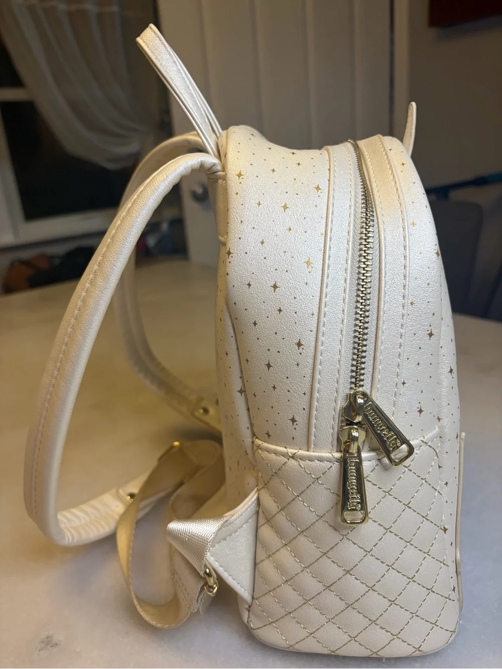 Disney Ivory Mini Backpack with Colorful Castle Print and Gold Stars